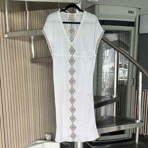 Vitamin A Cream and Brown Geometric Dress